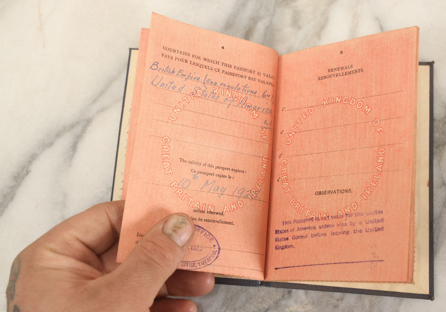 Lot 117 - Antique British Passport, United Kingdom Of Great Britain And Ireland, Belonging To Miss Isabel Littlejohn, Born April 13, 1888, Glasgow, Scotland, Issued 1923
