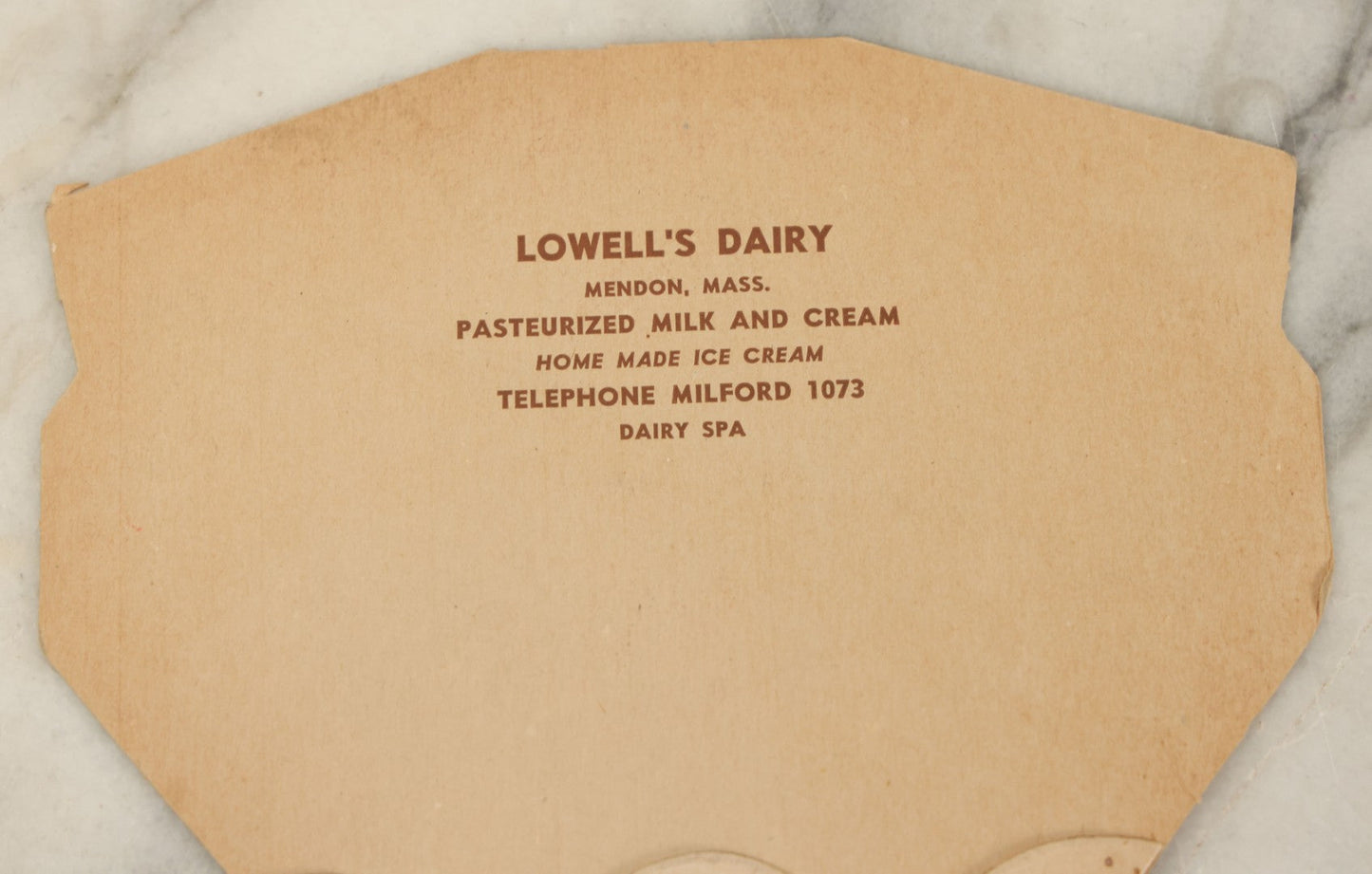 Lot 118 - Grouping Of Four Vintage Paper Advertising Fans For Lowell's Dairy, Mendon, Massachusetts, Pasteurized Milk And Cream, Homemade Ice Cream, Dairy Spa, Lithographed In U.S.A., No. 429, "Buddies"