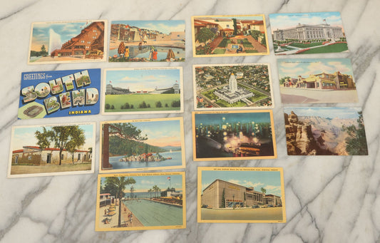 Lot 123 - Grouping Of Fourteen Vintage Souvenir Postcards From Midwestern And Western United States, Including Missouri, Indiana, California, New Mexico, Nebraska, Arizona, And Wyoming