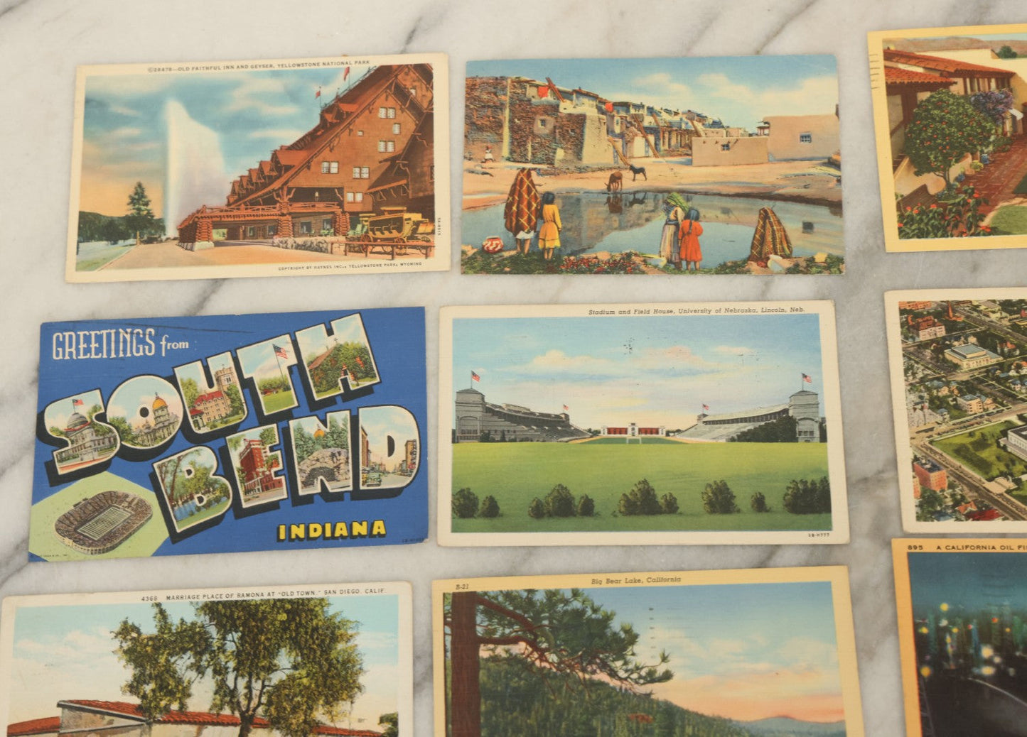 Lot 123 - Grouping Of Fourteen Vintage Souvenir Postcards From Midwestern And Western United States, Including Missouri, Indiana, California, New Mexico, Nebraska, Arizona, And Wyoming