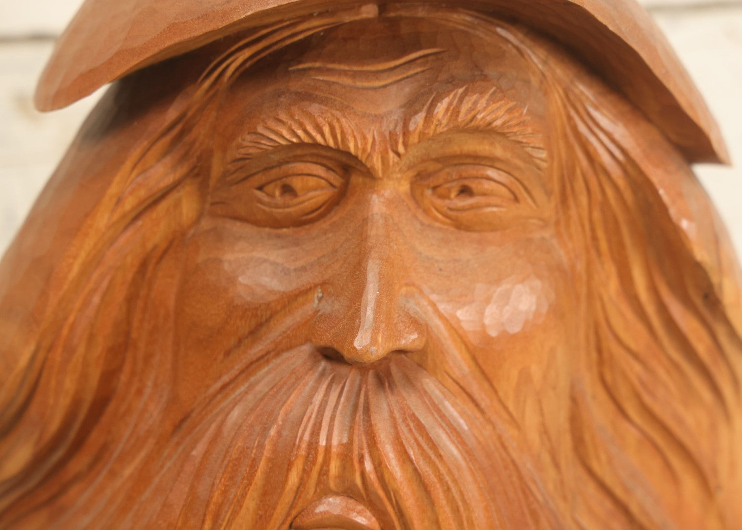 Lot 007 - Vintage Hand Carved Wooden Wizard Folk Art Sculpture, Artist Signed, David Smus, 1990