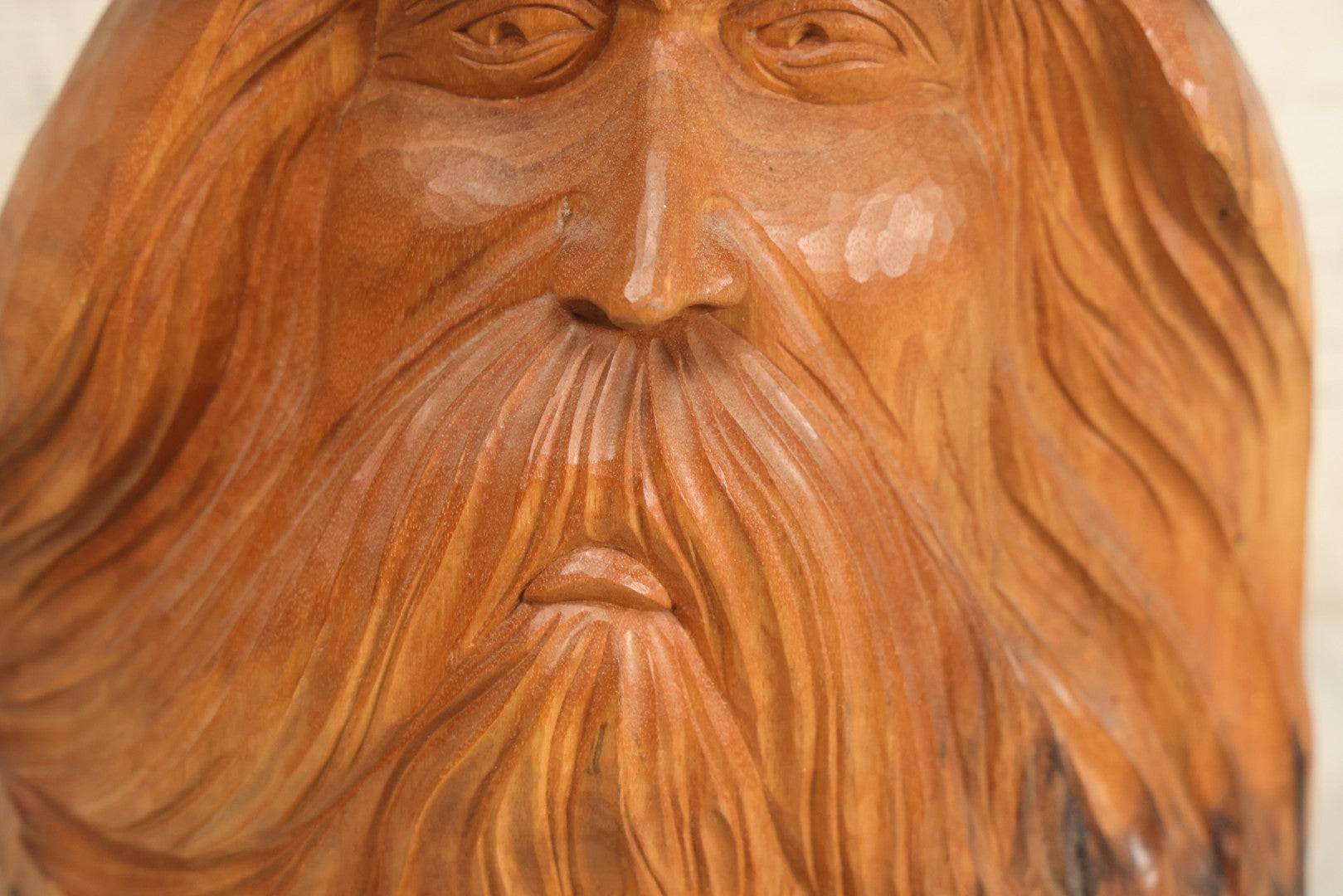 Lot 007 - Vintage Hand Carved Wooden Wizard Folk Art Sculpture, Artist Signed, David Smus, 1990
