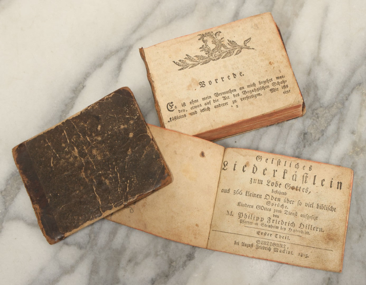 Lot 127 - "Geistliches Liederkästlein Zum Lobe Gottes" ("Little Spiritual Song Chest For The Praise Of God") Antique German Devotional Book By M. Philipp Friedrich Hiller, Lutheran Pastor, Part I, Printed In Sulzbach By August Friedrich Macklot, 1805.