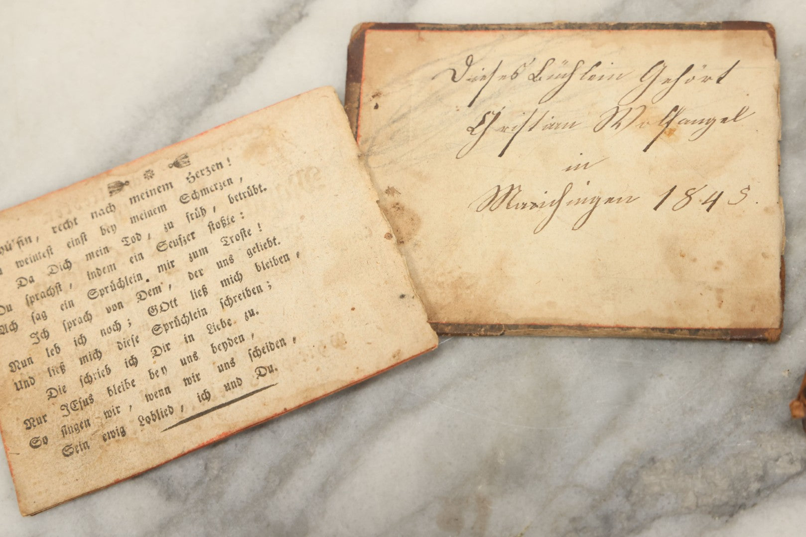 Lot 127 - "Geistliches Liederkästlein Zum Lobe Gottes" ("Little Spiritual Song Chest For The Praise Of God") Antique German Devotional Book By M. Philipp Friedrich Hiller, Lutheran Pastor, Part I, Printed In Sulzbach By August Friedrich Macklot, 1805.