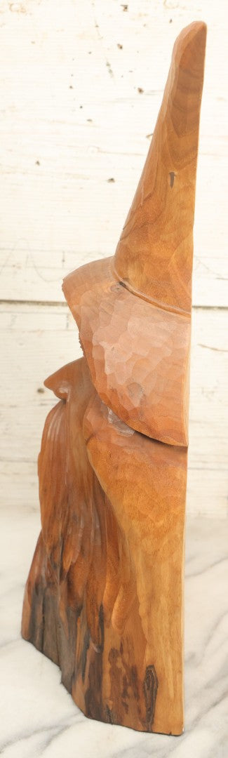 Lot 007 - Vintage Hand Carved Wooden Wizard Folk Art Sculpture, Artist Signed, David Smus, 1990