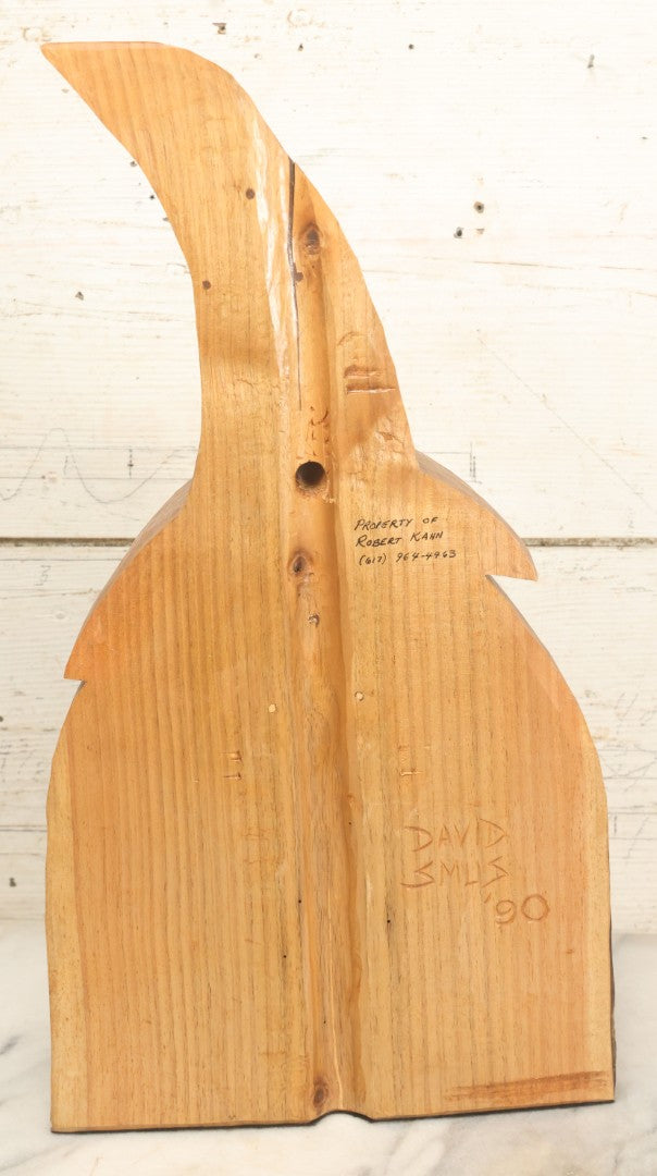 Lot 007 - Vintage Hand Carved Wooden Wizard Folk Art Sculpture, Artist Signed, David Smus, 1990