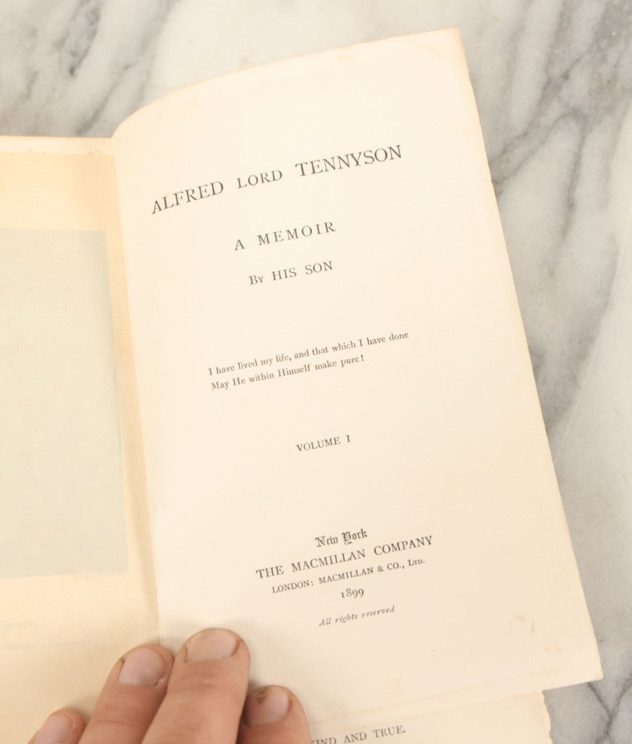 Lot 133 - "The Life And Works Of Alfred Lord Tennyson" Antique Book, Volume I Of X, "A Memoir By His Son," The Macmillan Company, Publishers, New York, 1899, Sparsely Illustrated