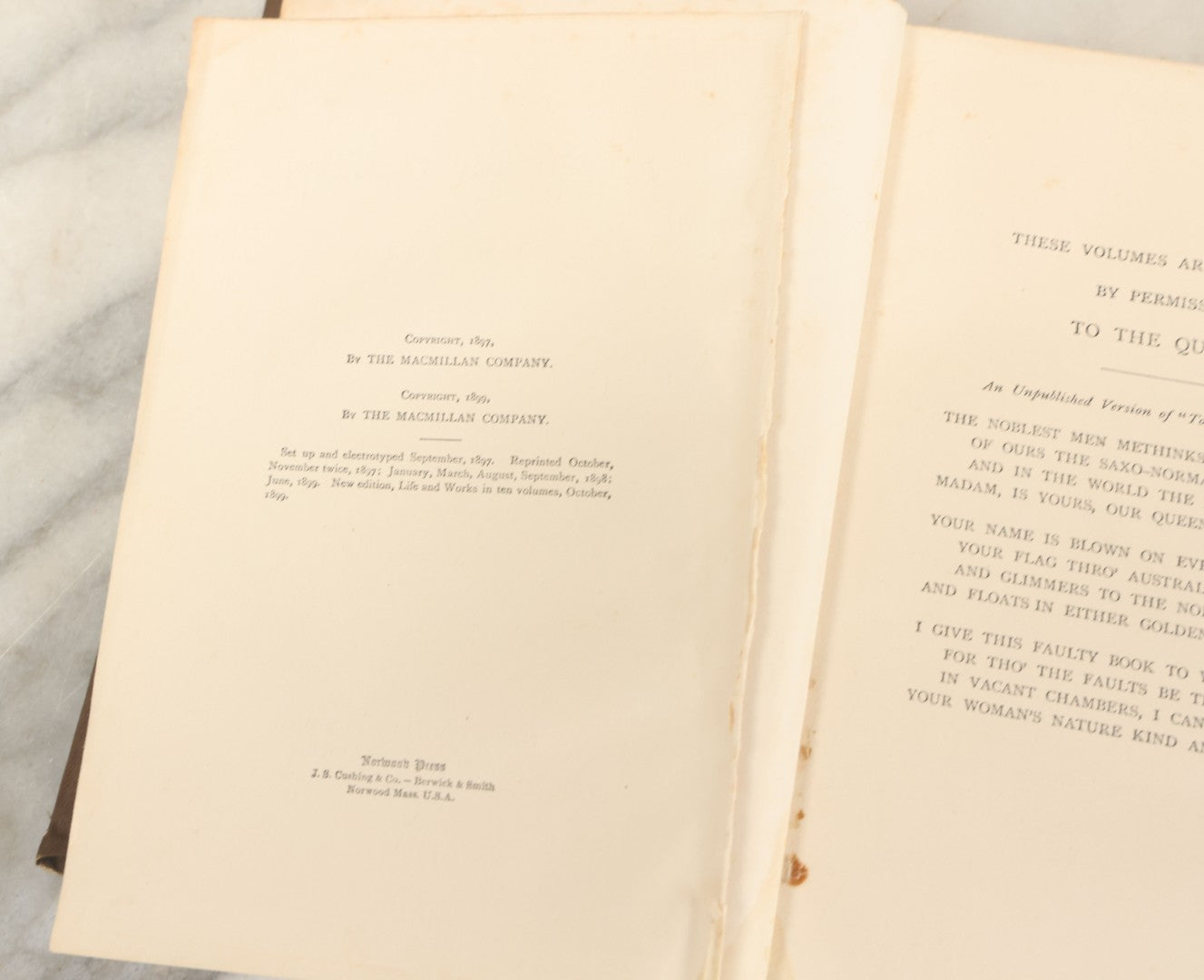 Lot 133 - "The Life And Works Of Alfred Lord Tennyson" Antique Book, Volume I Of X, "A Memoir By His Son," The Macmillan Company, Publishers, New York, 1899, Sparsely Illustrated