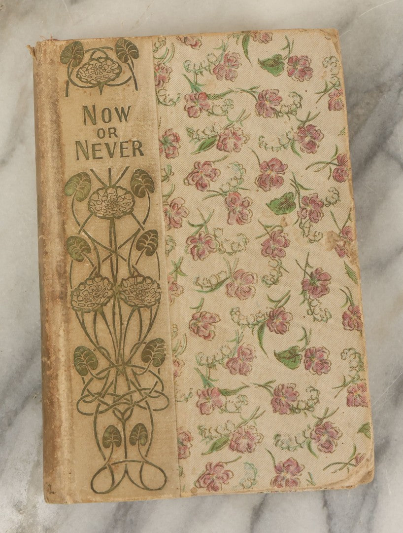 Lot 135 - "Now Or Never, Or The Adventures Of Bobby Bright" Antique Book By Oliver Optic, With Art Nouveau Cover, W.B. Conkey Company, Publishers, Chicago, 1900