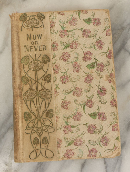 Lot 135 - "Now Or Never, Or The Adventures Of Bobby Bright" Antique Book By Oliver Optic, With Art Nouveau Cover, W.B. Conkey Company, Publishers, Chicago, 1900