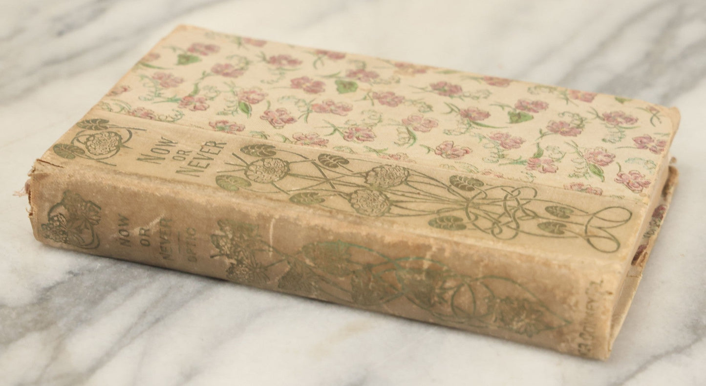 Lot 135 - "Now Or Never, Or The Adventures Of Bobby Bright" Antique Book By Oliver Optic, With Art Nouveau Cover, W.B. Conkey Company, Publishers, Chicago, 1900