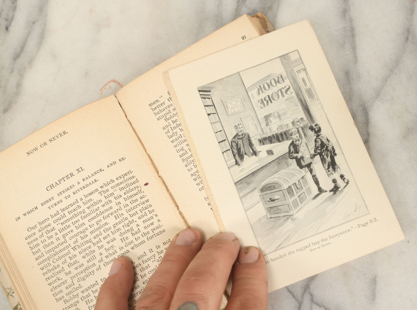 Lot 135 - "Now Or Never, Or The Adventures Of Bobby Bright" Antique Book By Oliver Optic, With Art Nouveau Cover, W.B. Conkey Company, Publishers, Chicago, 1900