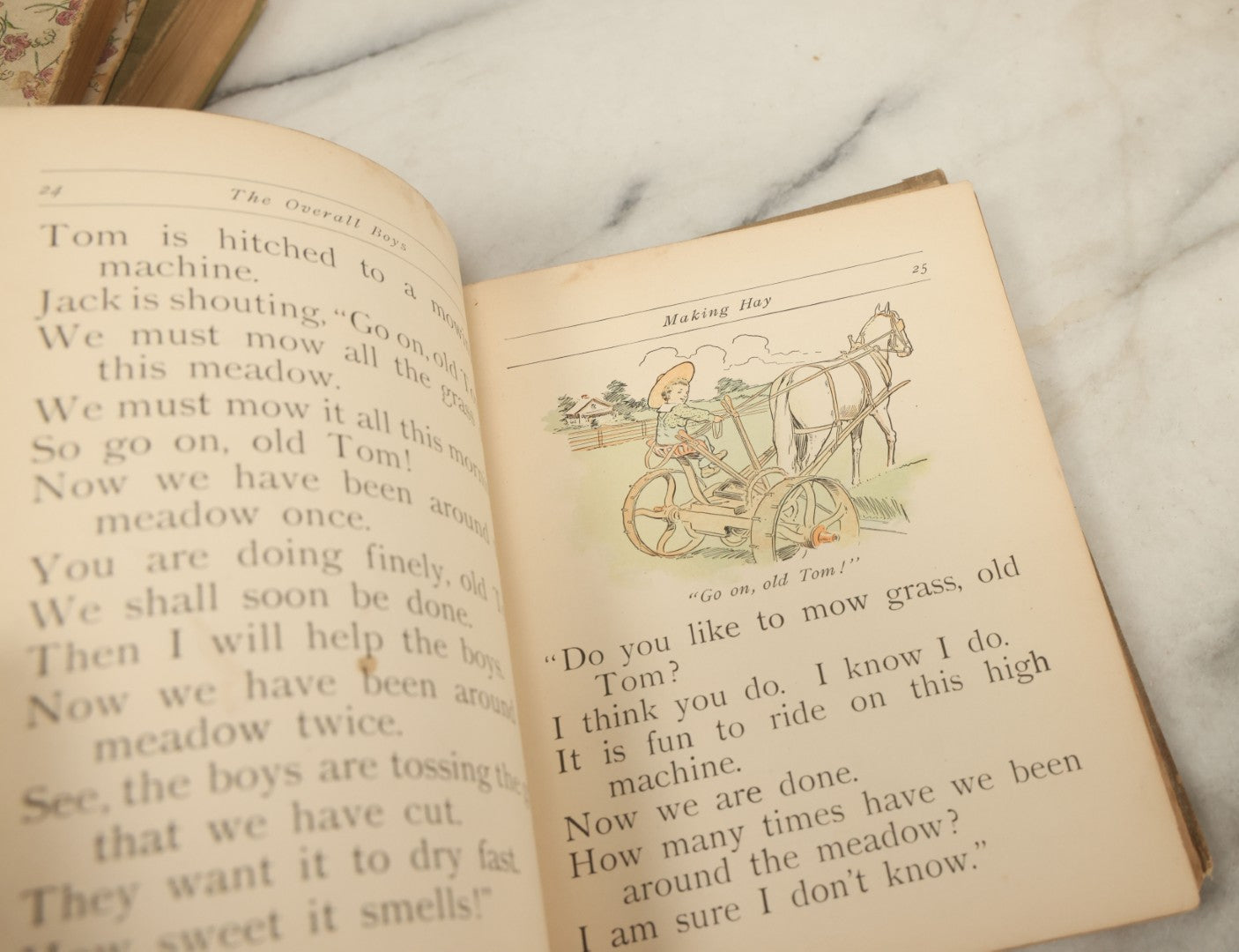 Lot 139 - Grouping Of Six Antique Children's Books Including "Mon Histoire De France," "The Overall Boys," "The Vineyard," "Nursery Rhymes," And Others, Fair To Poor Condition 