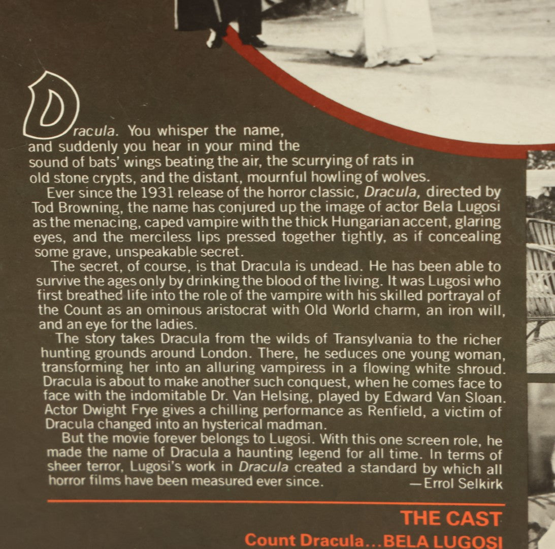 Lot 009 - Vintage Movie Laserdisc Of The Original "Dracula" (1931) Starring Bela Lugosi, R.C.A. Videodiscs / M.C.A. Videodiscs Inc., Copyright 1983