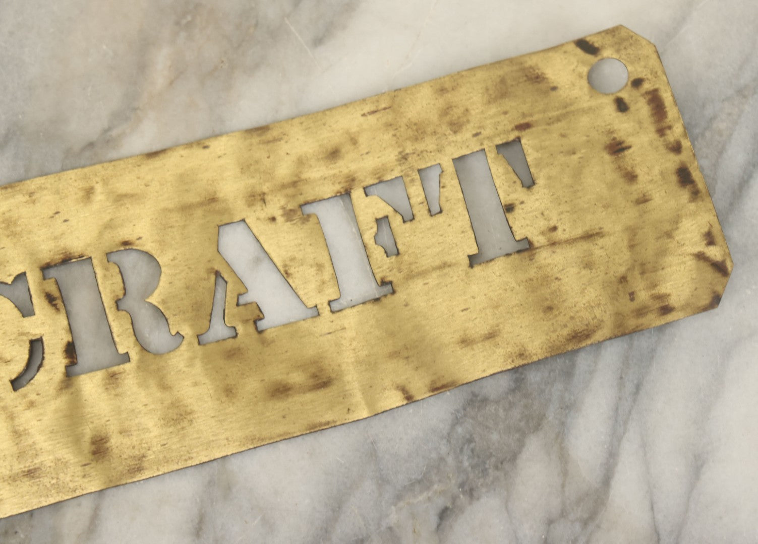 Lot 011 - Antique "C.H. Witcraft" Brass Stencil, Manufactured By Quaker City Stencil Works, 234 Arch Street, Philadelphia Pennsylvania, 17-7/8"W x 3-1/2"H
