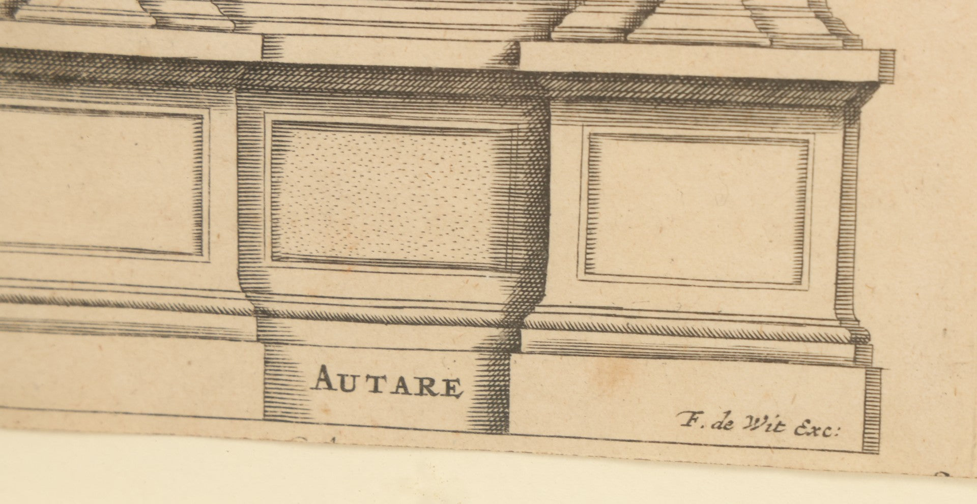 Lot 082 - Antique Religious Architectural Engraving, "Autare" (Altar), Depicting The Baptism Of Christ, Other Scenes, Published By Frederik De Wit (Dutch, C. 1629–1706), Circa Late 17th Century, In Frame, Overall Dimensions 13-1/4" x 17-1/4"