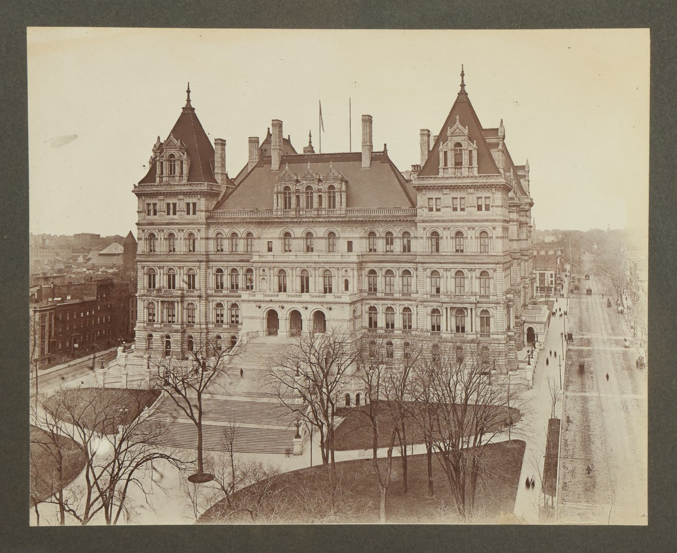 Lot 088 - Antique Framed Boarded Photo Of The New York State Capitol Building Exterior, Albany, New York, Circa 1899, Overall Dimensions 15-5/8" x 12-5/8"