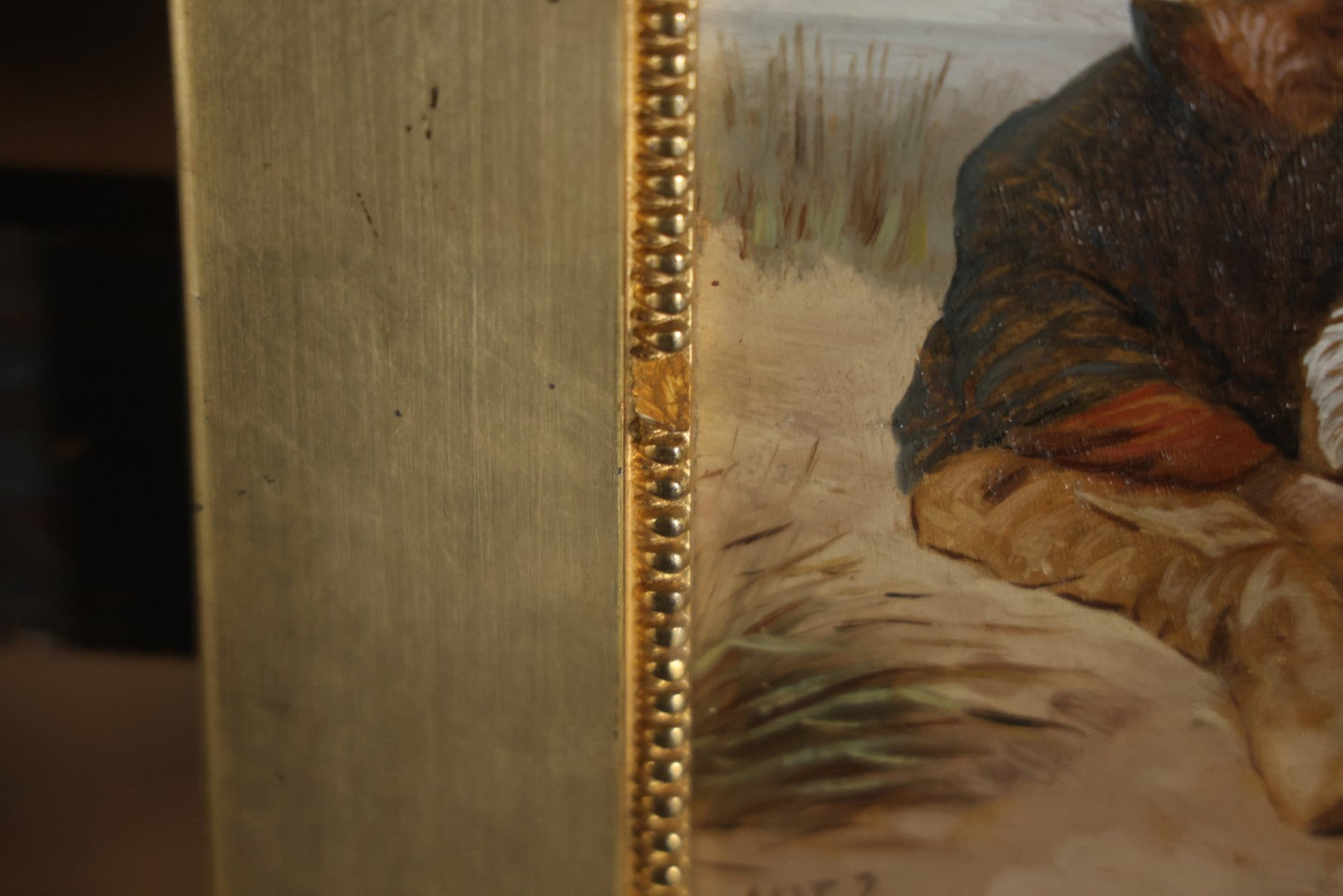 Antique Painting On Wood Panel, Family At The Beach, Artist Signed, David Adolph Constant Artz (1837–1890), Hague School, Dutch Realist. 13-3/4" x 11"