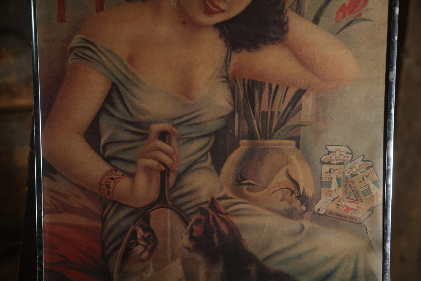 Vintage Chinese Tobacco Advertising Company, Greater Southeast China Tobacco Company, 中國大東南煙公司 (Zhōngguó Dàdōngnán Yān Gōngsī), "Shanghai Girl" Poster, In Frame. 19" x 30-7/8"