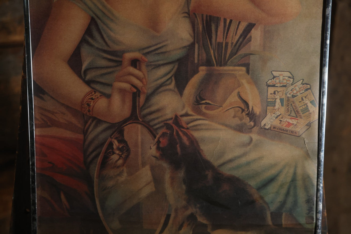 Vintage Chinese Tobacco Advertising Company, Greater Southeast China Tobacco Company, 中國大東南煙公司 (Zhōngguó Dàdōngnán Yān Gōngsī), "Shanghai Girl" Poster, In Frame. 19" x 30-7/8"