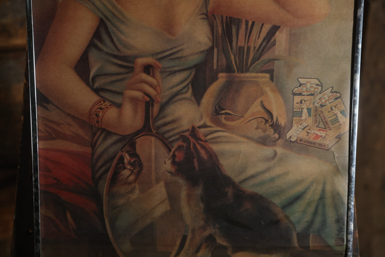 Vintage Chinese Tobacco Advertising Company, Greater Southeast China Tobacco Company, 中國大東南煙公司 (Zhōngguó Dàdōngnán Yān Gōngsī), "Shanghai Girl" Poster, In Frame. 19" x 30-7/8"