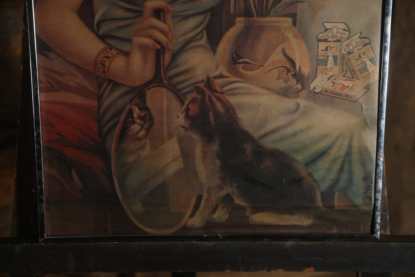 Vintage Chinese Tobacco Advertising Company, Greater Southeast China Tobacco Company, 中國大東南煙公司 (Zhōngguó Dàdōngnán Yān Gōngsī), "Shanghai Girl" Poster, In Frame. 19" x 30-7/8"