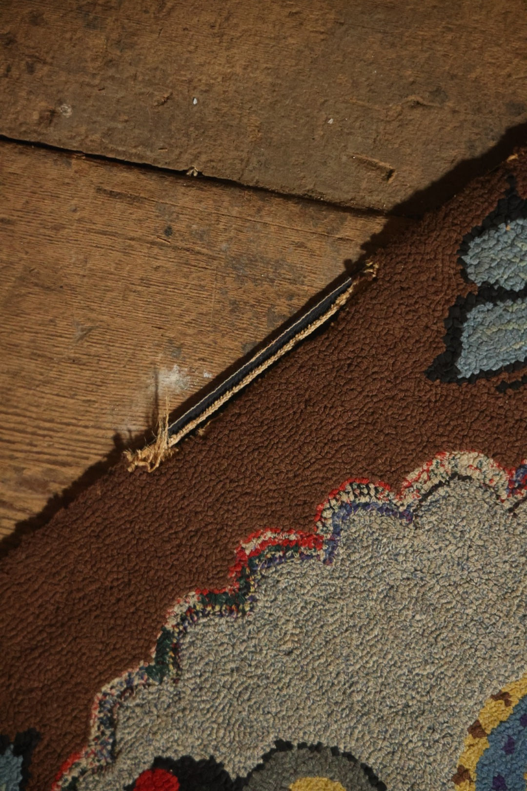 Vintage Handmade Folk Art Hooked Butterfly Rug, Artist Initialed R.S.M.