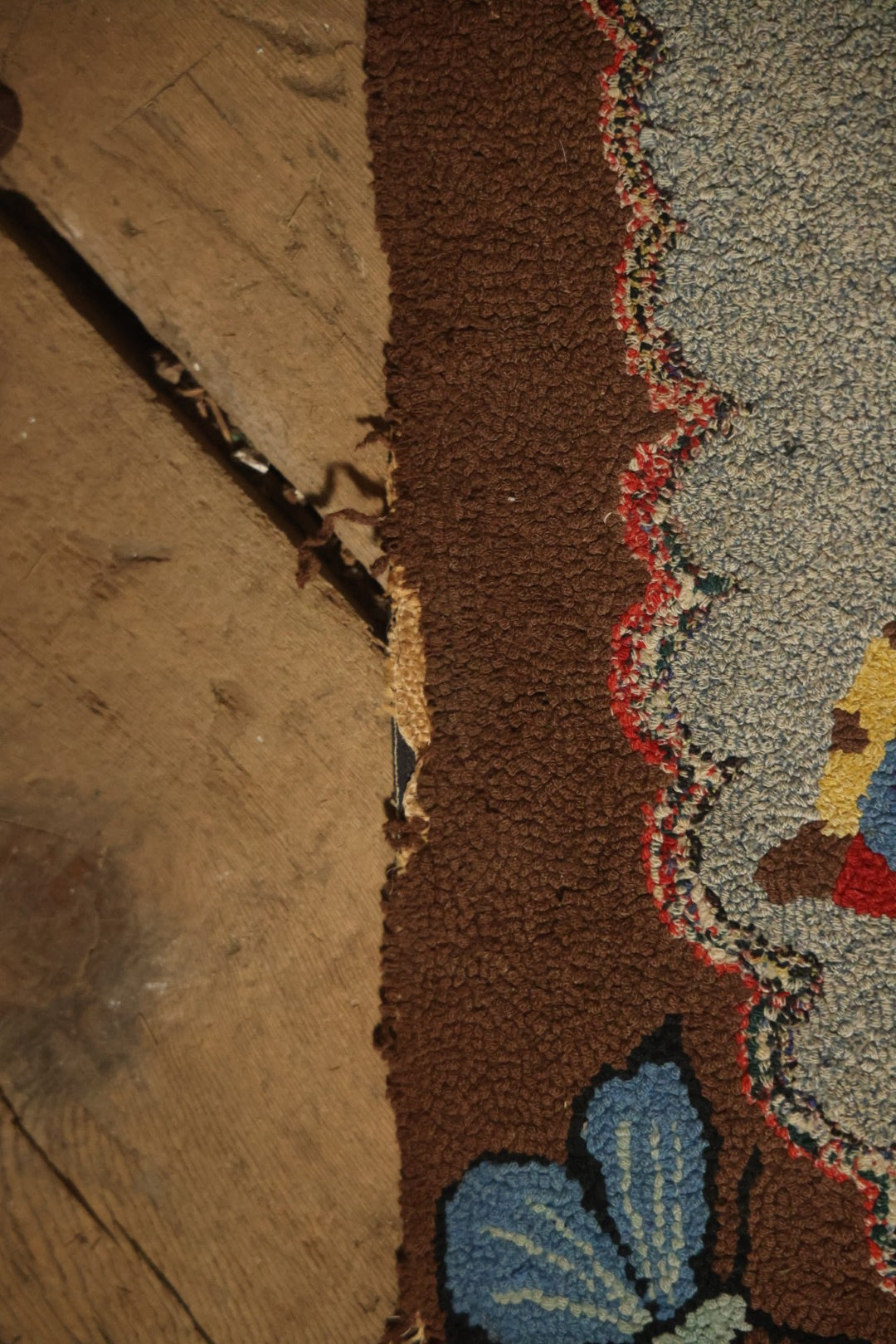 Vintage Handmade Folk Art Hooked Butterfly Rug, Artist Initialed R.S.M.