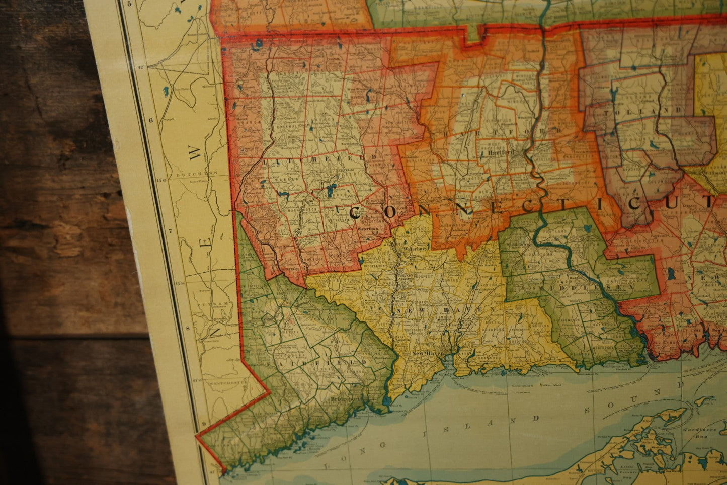 Antique National Publishing Company's Railroad, Post Office, Township And County Map Of Massachusetts, Rhode Island, And Connecticut For 1901, Roll Up Map, Copyright 1900 By The National Publishing Co., Boston, Massachusetts. 38-3/4" x 36" 
