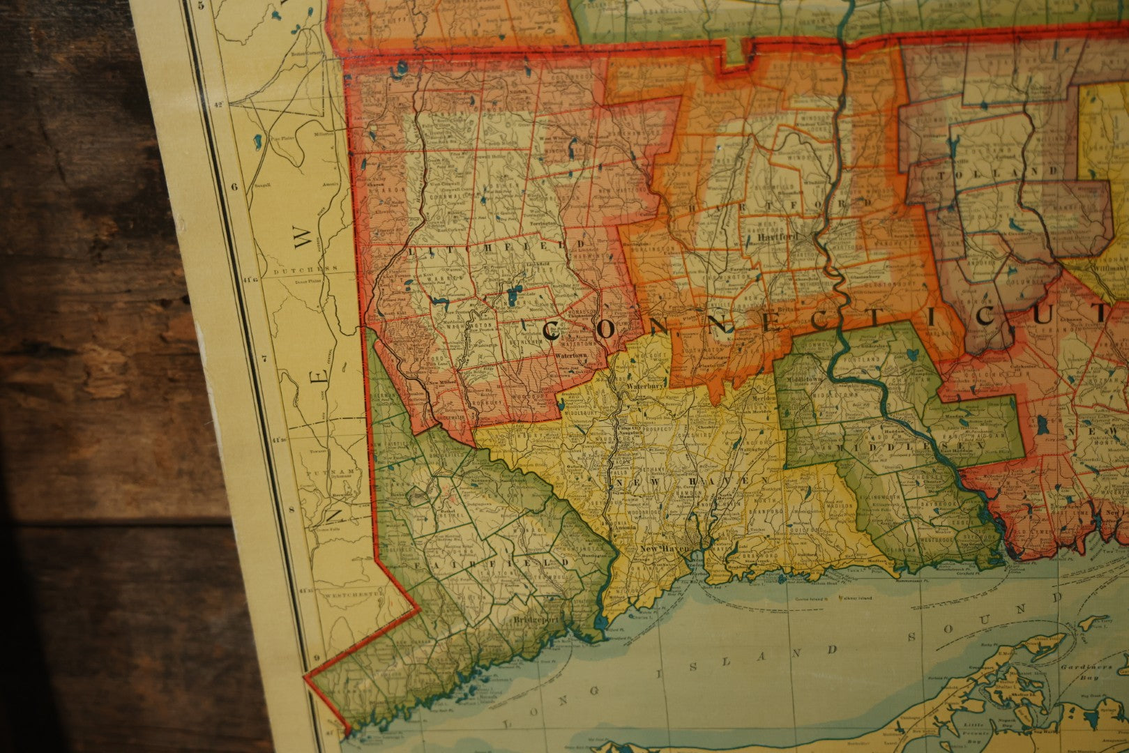 Antique National Publishing Company's Railroad, Post Office, Township And County Map Of Massachusetts, Rhode Island, And Connecticut For 1901, Roll Up Map, Copyright 1900 By The National Publishing Co., Boston, Massachusetts. 38-3/4" x 36" 