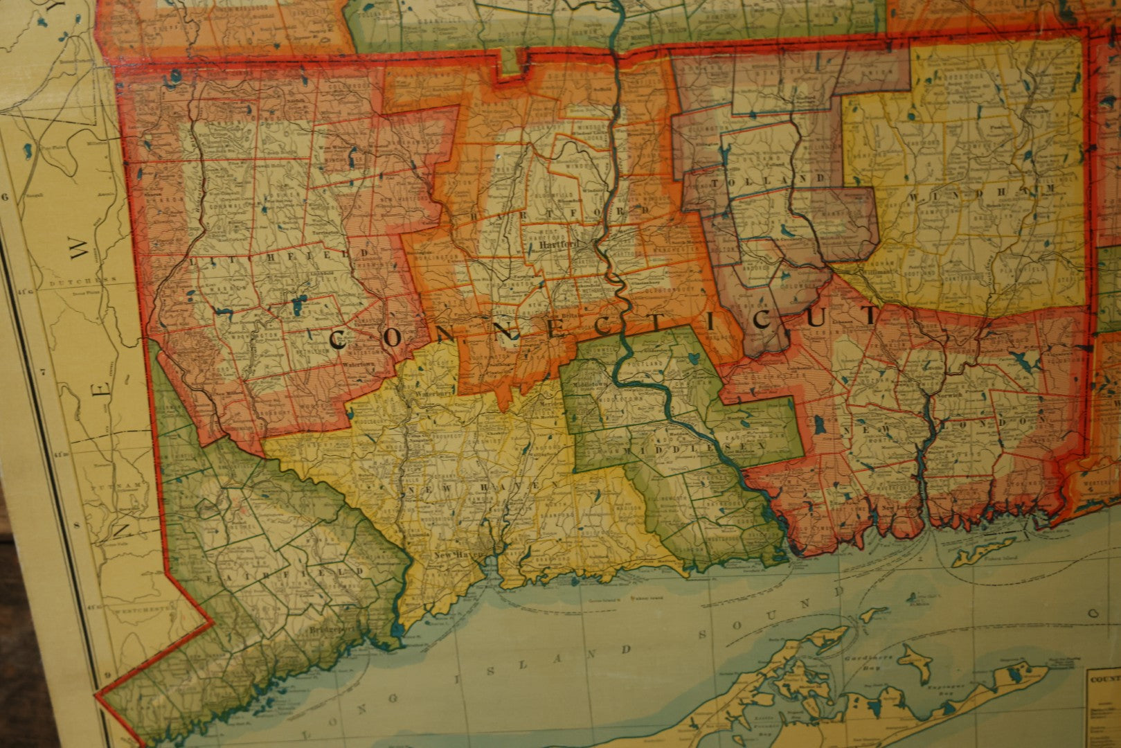Antique National Publishing Company's Railroad, Post Office, Township And County Map Of Massachusetts, Rhode Island, And Connecticut For 1901, Roll Up Map, Copyright 1900 By The National Publishing Co., Boston, Massachusetts. 38-3/4" x 36" 