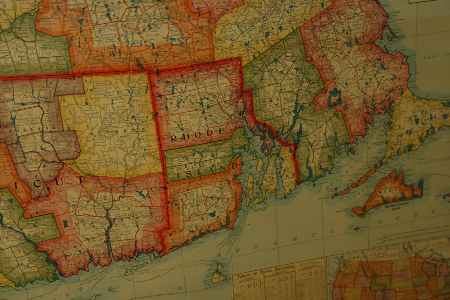 Antique National Publishing Company's Railroad, Post Office, Township And County Map Of Massachusetts, Rhode Island, And Connecticut For 1901, Roll Up Map, Copyright 1900 By The National Publishing Co., Boston, Massachusetts. 38-3/4" x 36" 