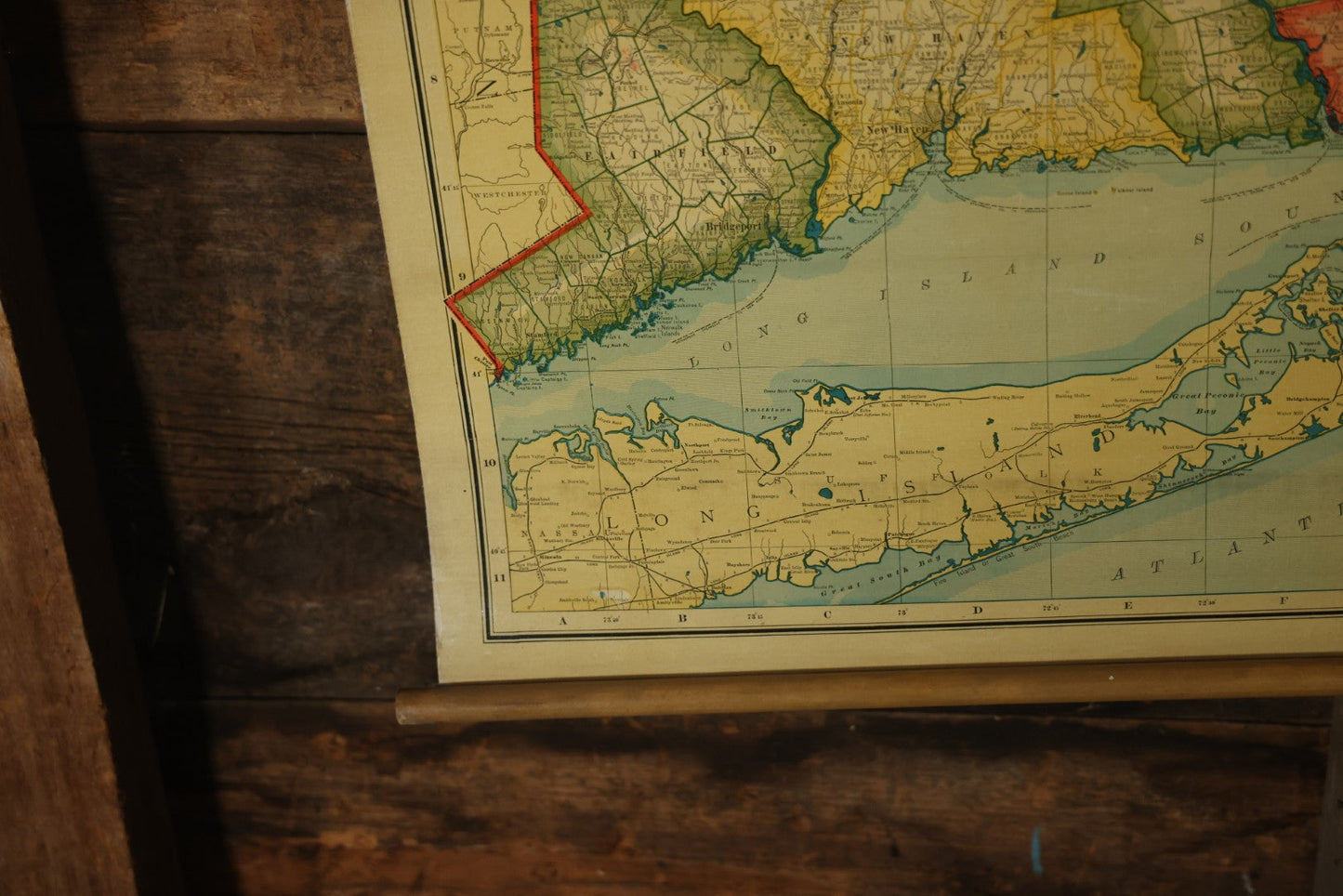 Antique National Publishing Company's Railroad, Post Office, Township And County Map Of Massachusetts, Rhode Island, And Connecticut For 1901, Roll Up Map, Copyright 1900 By The National Publishing Co., Boston, Massachusetts. 38-3/4" x 36" 