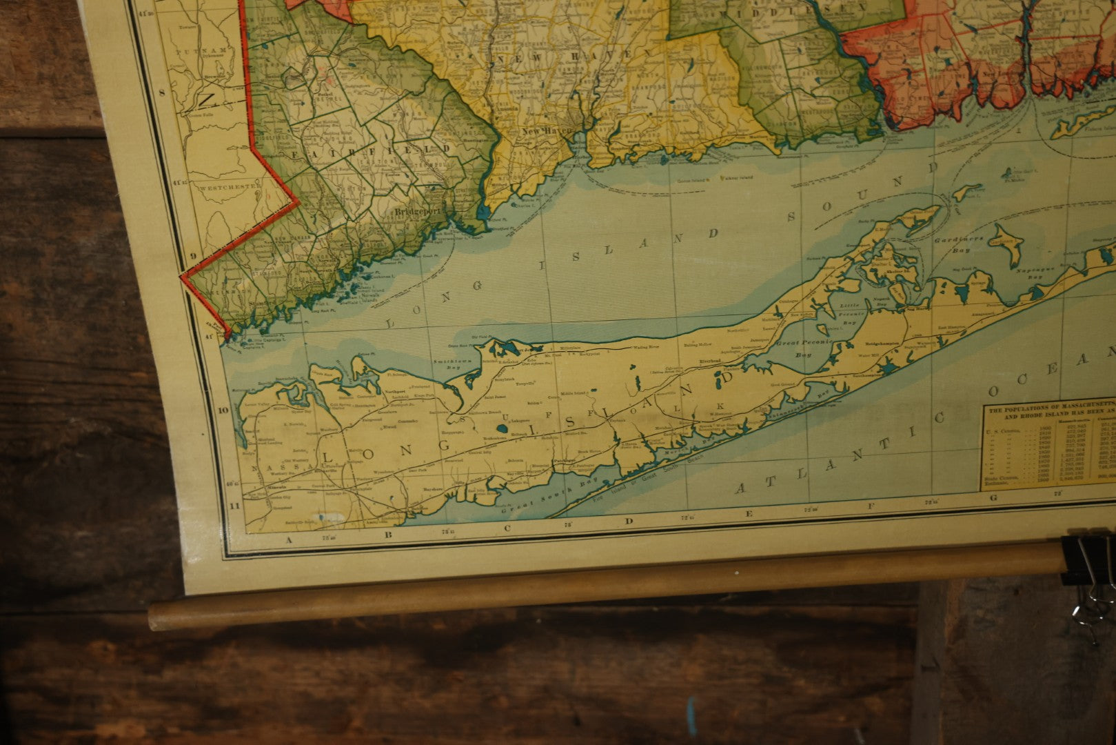 Antique National Publishing Company's Railroad, Post Office, Township And County Map Of Massachusetts, Rhode Island, And Connecticut For 1901, Roll Up Map, Copyright 1900 By The National Publishing Co., Boston, Massachusetts. 38-3/4" x 36" 