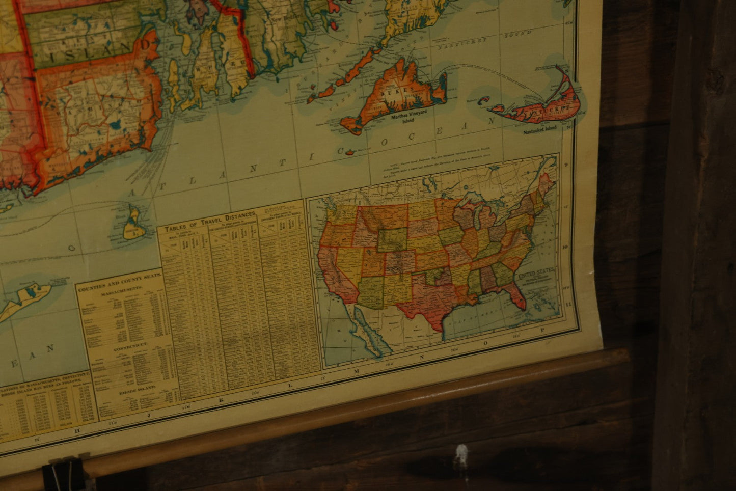 Antique National Publishing Company's Railroad, Post Office, Township And County Map Of Massachusetts, Rhode Island, And Connecticut For 1901, Roll Up Map, Copyright 1900 By The National Publishing Co., Boston, Massachusetts. 38-3/4" x 36" 