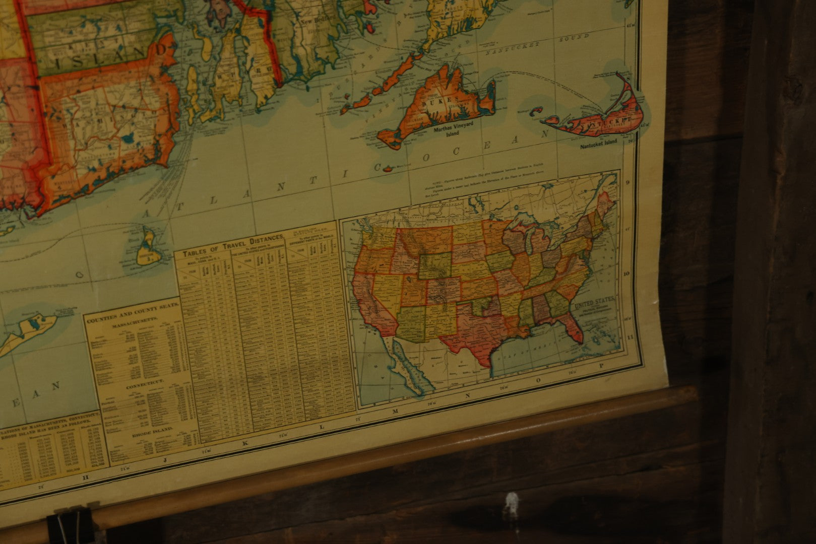 Antique National Publishing Company's Railroad, Post Office, Township And County Map Of Massachusetts, Rhode Island, And Connecticut For 1901, Roll Up Map, Copyright 1900 By The National Publishing Co., Boston, Massachusetts. 38-3/4" x 36" 