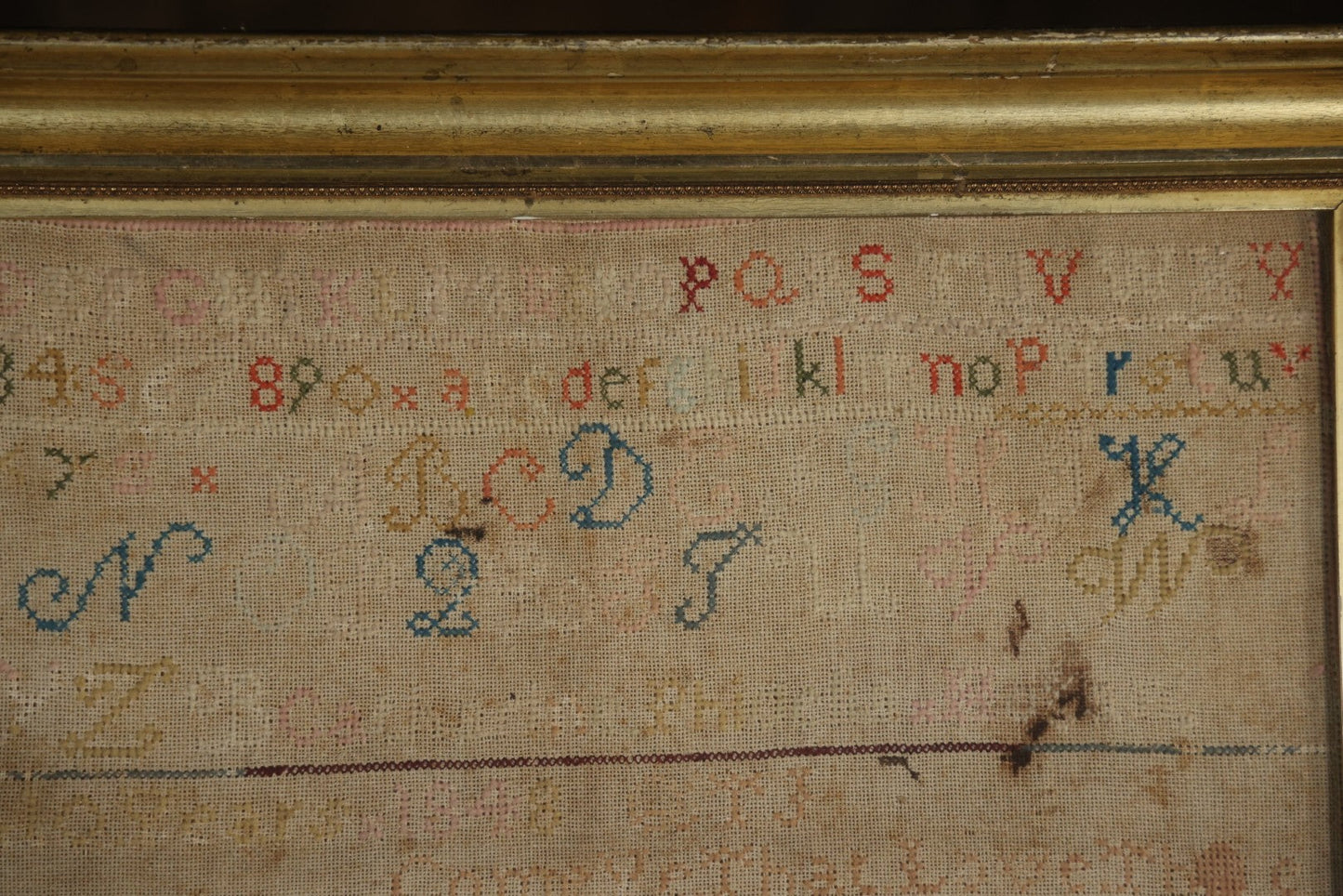 Antique Needlepoint Sampler, Steamship Erie Fire Commemoration And Memorial, Circa 1840s. 21-3/4" x 18-3/4"