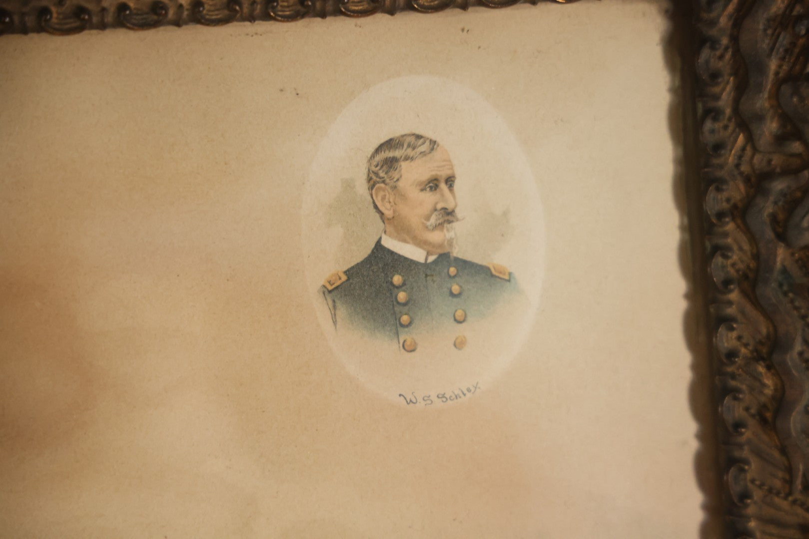 Antique Spanish American War Chromolithograph Print Depicting The Destruction Of Admiral Cervera's Fleet At Santiago De Cuba, July 3rd, 1898, In Large Ornate Frame, After Xanthus Russell Smith, Copyright 1898 By J. Hoover & Son, Philadelphia. 39" x  31"