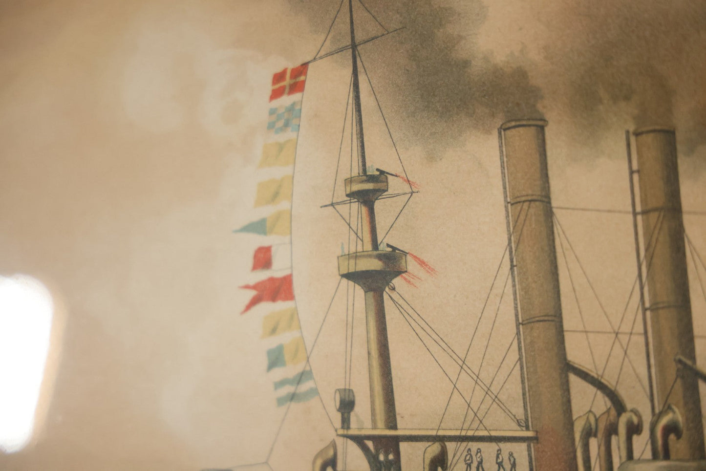 Antique Spanish American War Chromolithograph Print Depicting The Destruction Of Admiral Cervera's Fleet At Santiago De Cuba, July 3rd, 1898, In Large Ornate Frame, After Xanthus Russell Smith, Copyright 1898 By J. Hoover & Son, Philadelphia. 39" x  31"