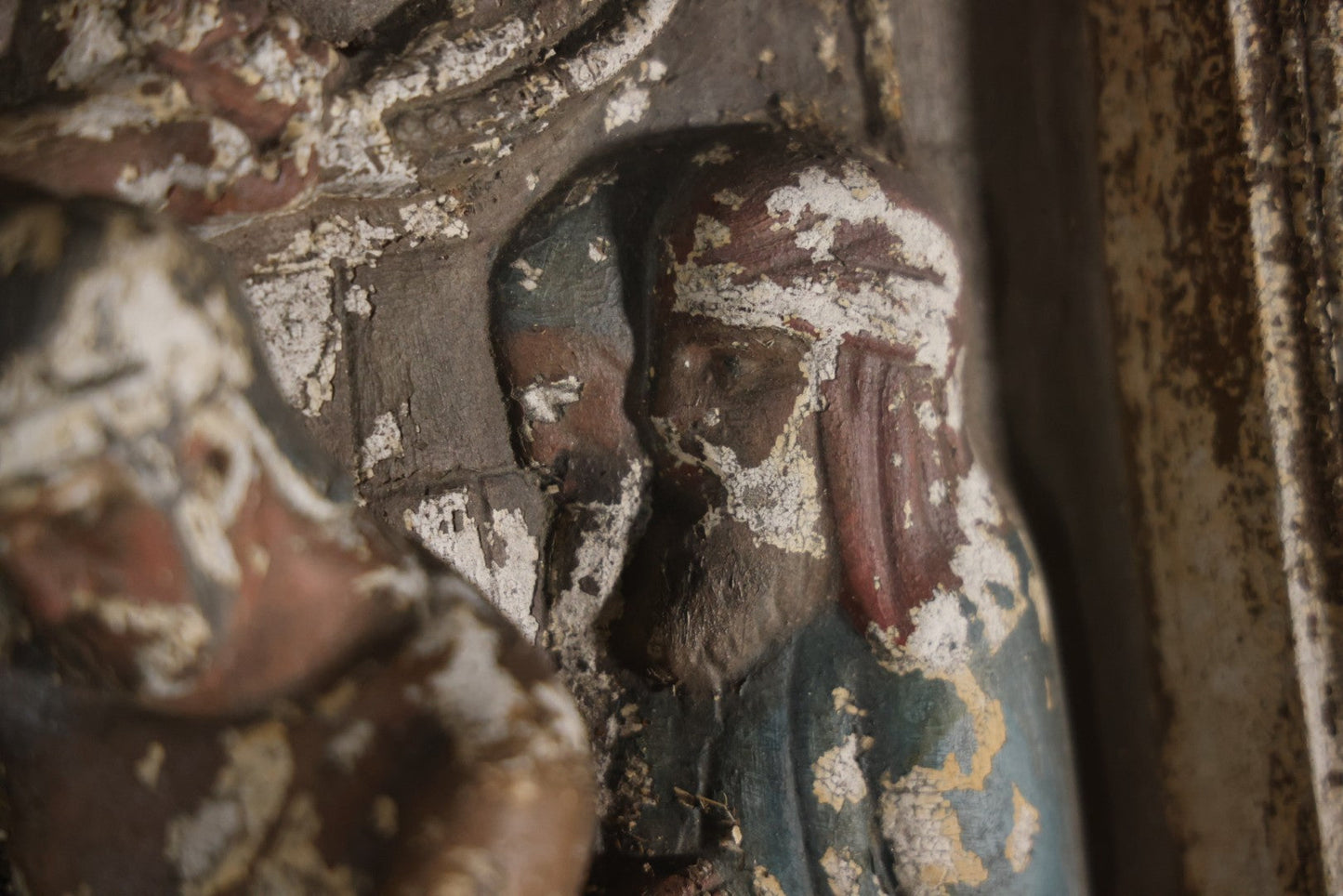 Antique Third Station Of The Cross, Jesus Falls For The First Time, Plaster Relief Plaque, Likely From A Charge, Note Heavy Wear And Degradation, Cracks