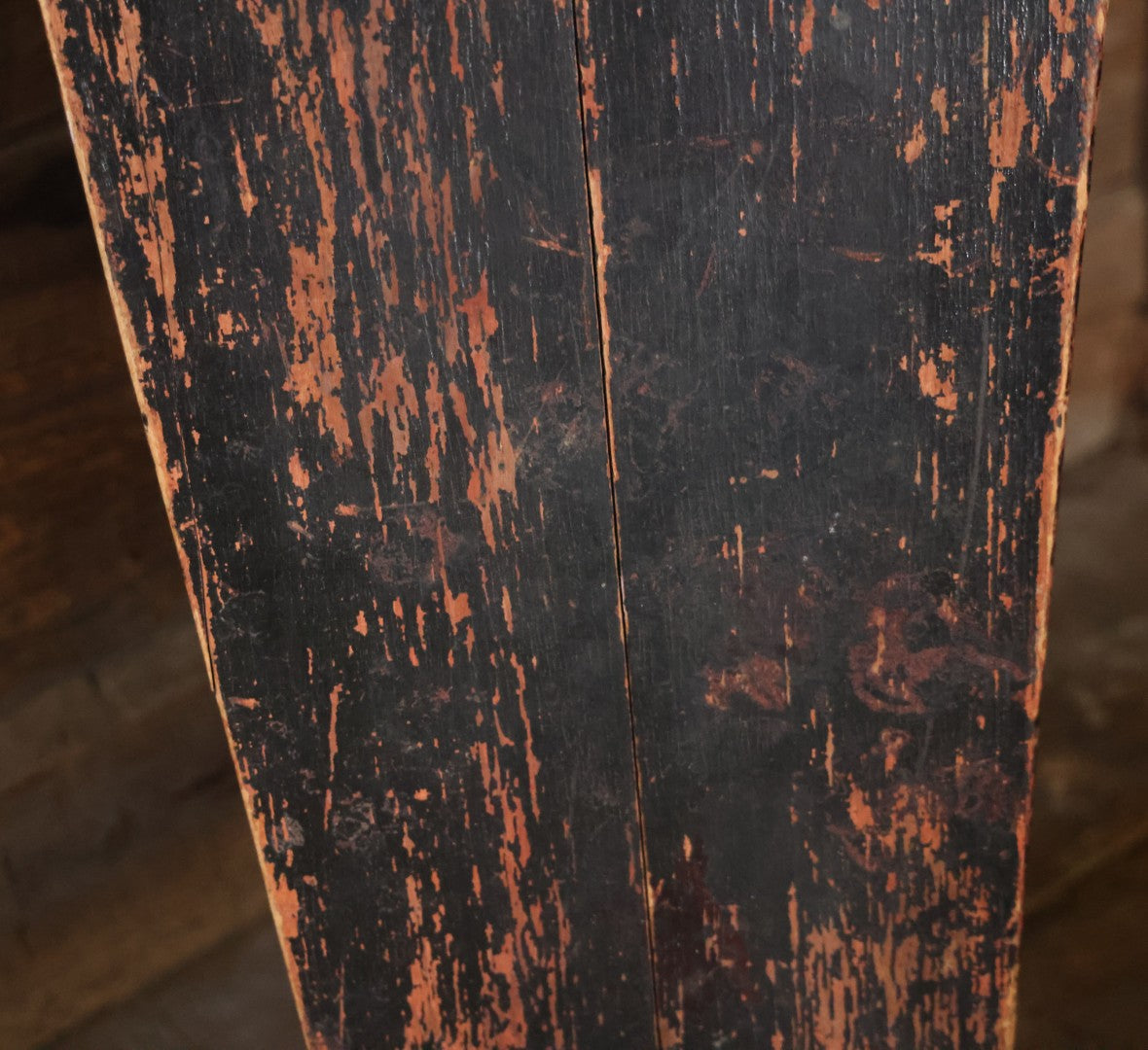 Antique Odd Fellows I.O.O.F. Ceremonial Coffin, Black Painted Wood With Iron Handles, Painted Three Links Motif