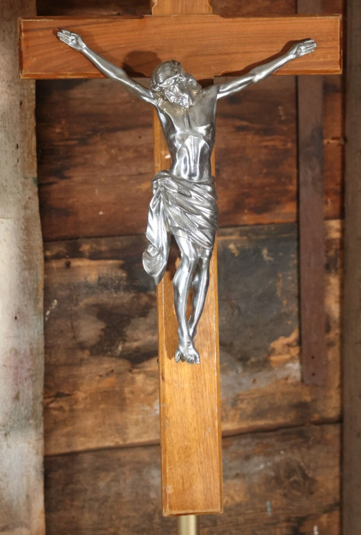 Vintage Large Size Funeral Crucifix On Lightweight Folding Stand