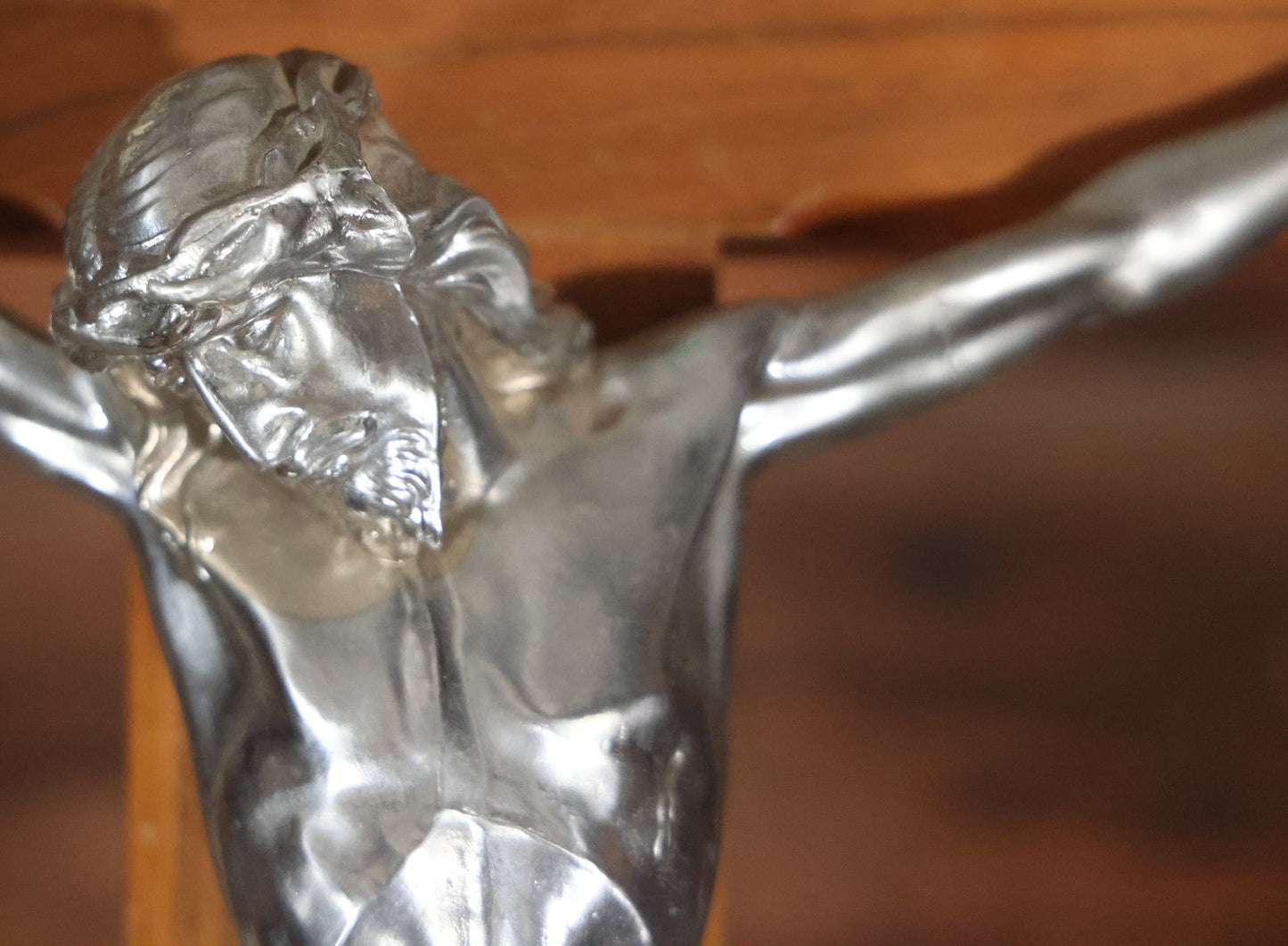 Vintage Large Size Funeral Crucifix On Lightweight Folding Stand
