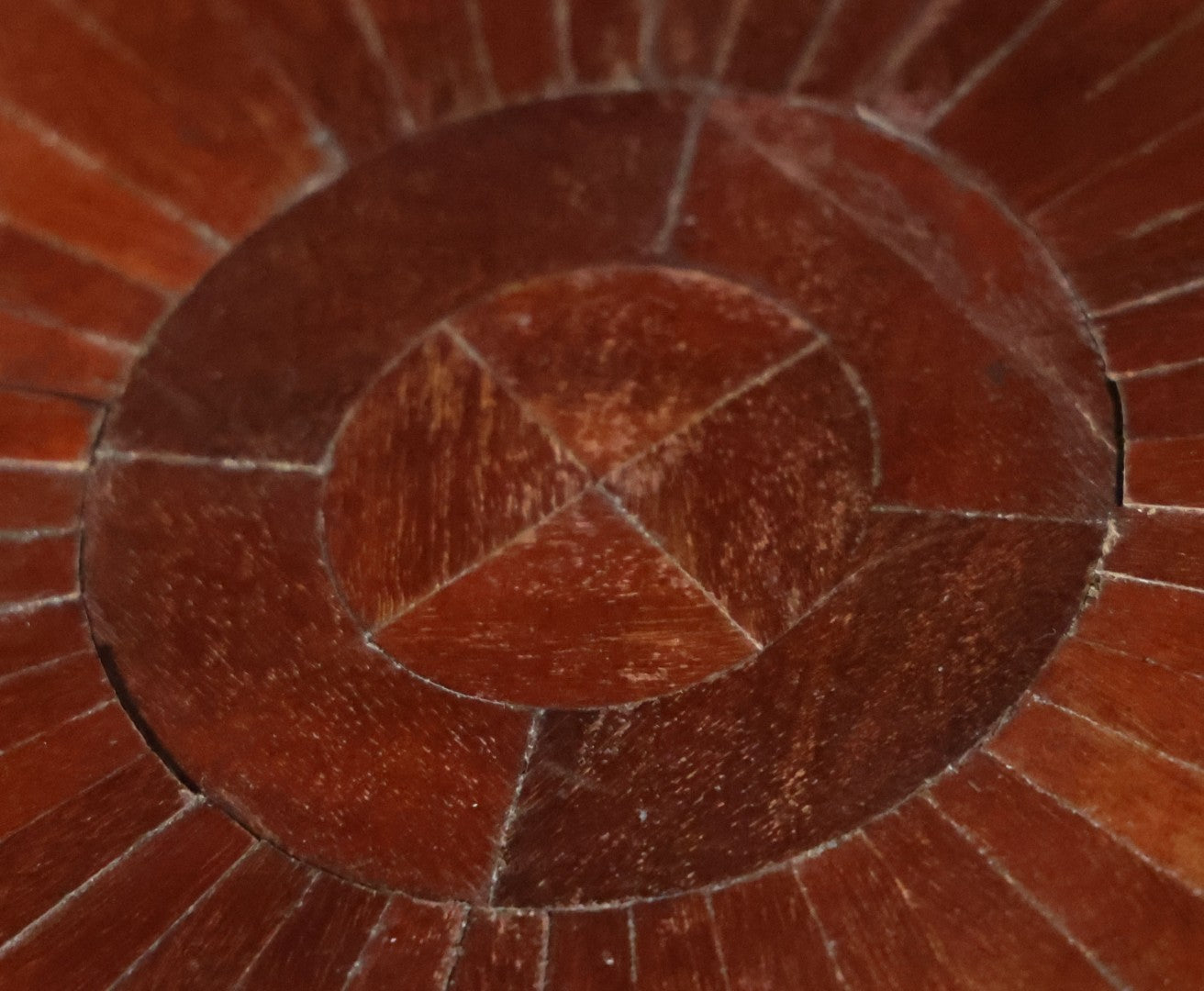 Antique Inlaid Candle Stand Table With Geometric Design, Hexagon Table Top