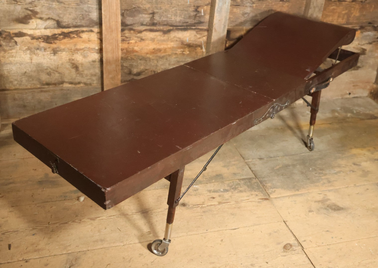 Antique Folding Traveling Embalming Table, Cooling Table, Gleason Board, Manufactured By Undertakers' Supply Co., Chicago, Dark Stain Finish