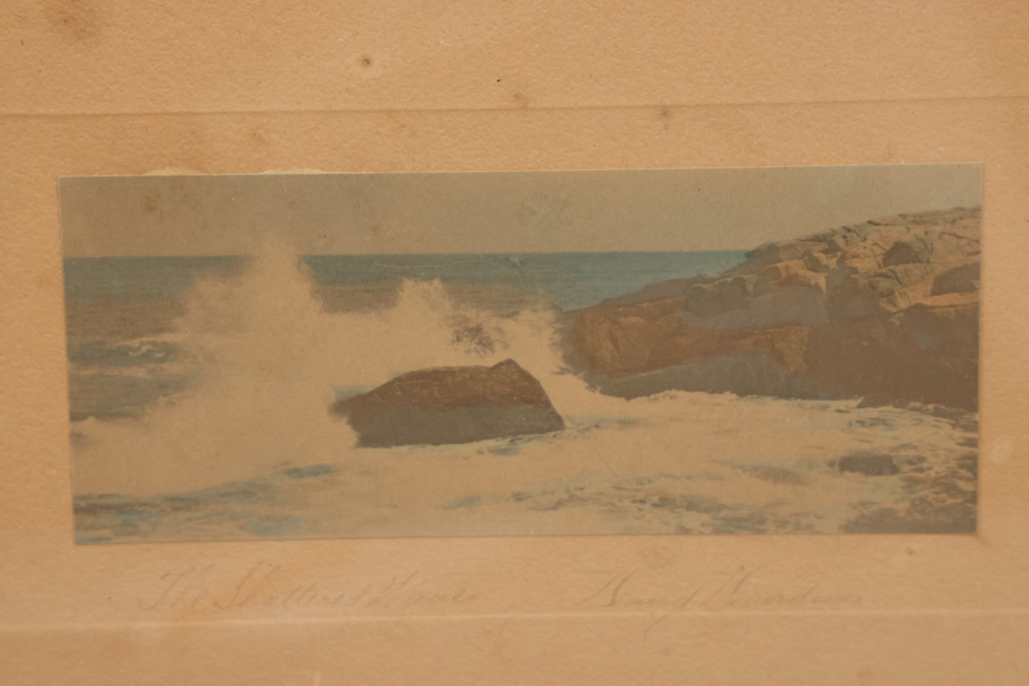 Lot 096 - Antique Photograph Titled "The Shattered Wave" Photo Of  Seashore By David Davidson, Artist Signed, In Frame, 12-5/8" x 8-3/4"