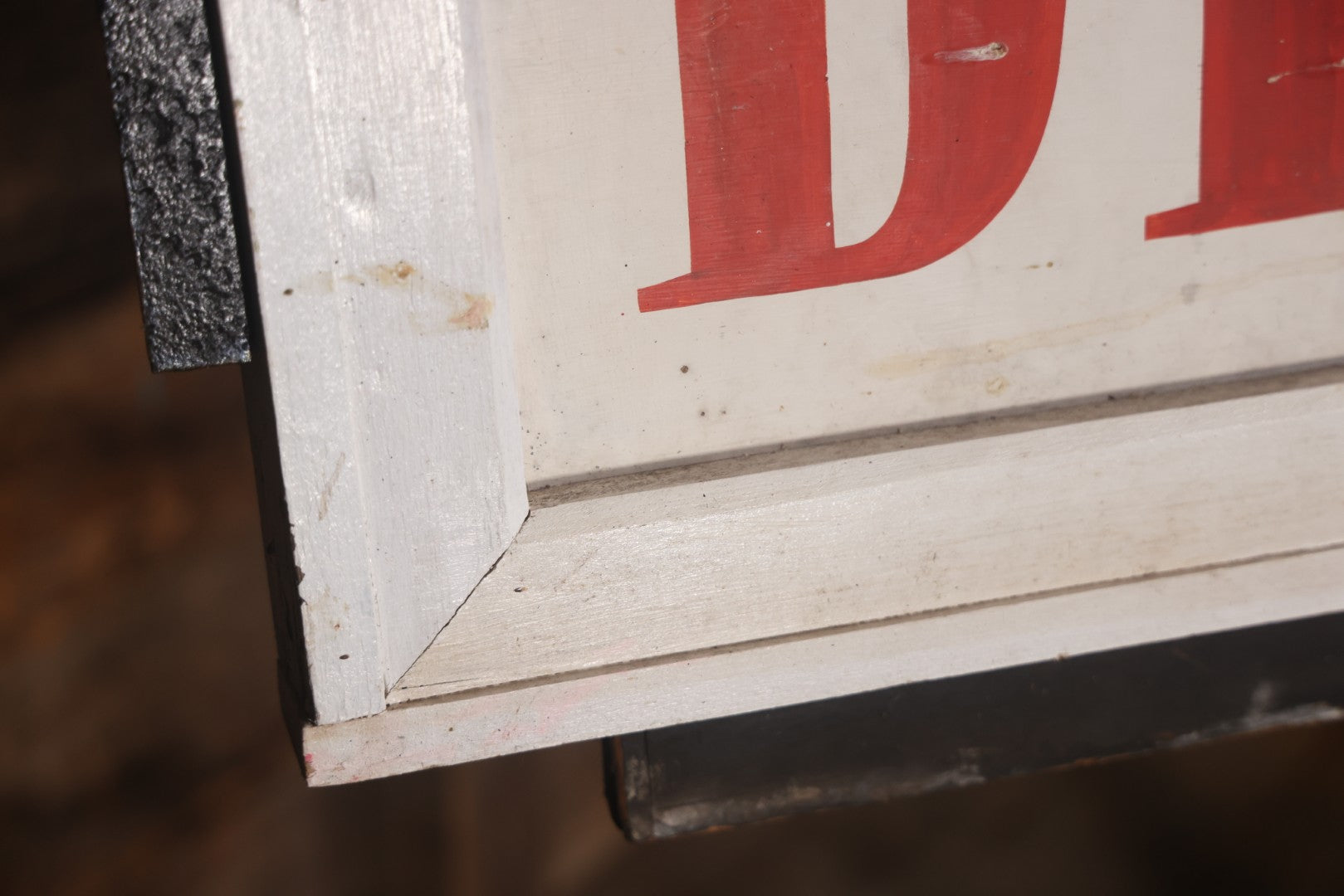 Vintage Hand Painted Sign For "The Bolton Pines Drive-In" Movie Theater, On Tin With Wood Frame, Cast Iron Hangers, Unknown Origin, Likely From New England, 52-1/2" x 27-3/4"