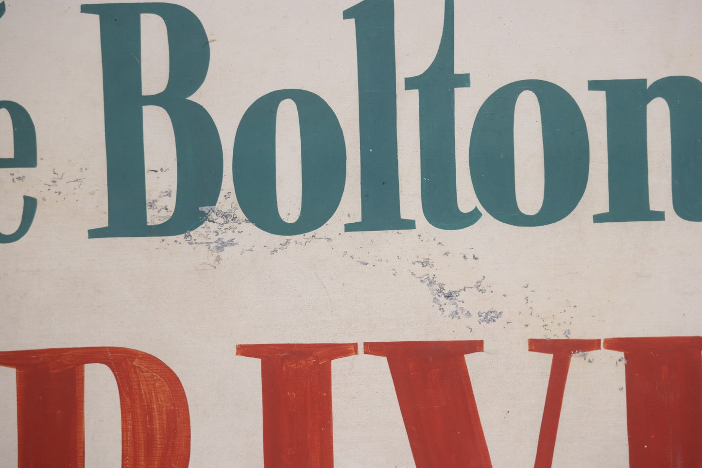 Vintage Hand Painted Sign For "The Bolton Pines Drive-In" Movie Theater, On Tin With Wood Frame, Cast Iron Hangers, Unknown Origin, Likely From New England, 52-1/2" x 27-3/4"