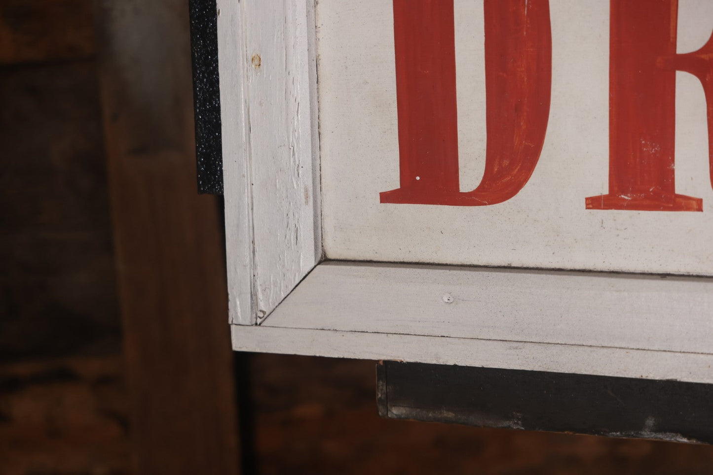 Vintage Hand Painted Sign For "The Bolton Pines Drive-In" Movie Theater, On Tin With Wood Frame, Cast Iron Hangers, Unknown Origin, Likely From New England, 52-1/2" x 27-3/4"