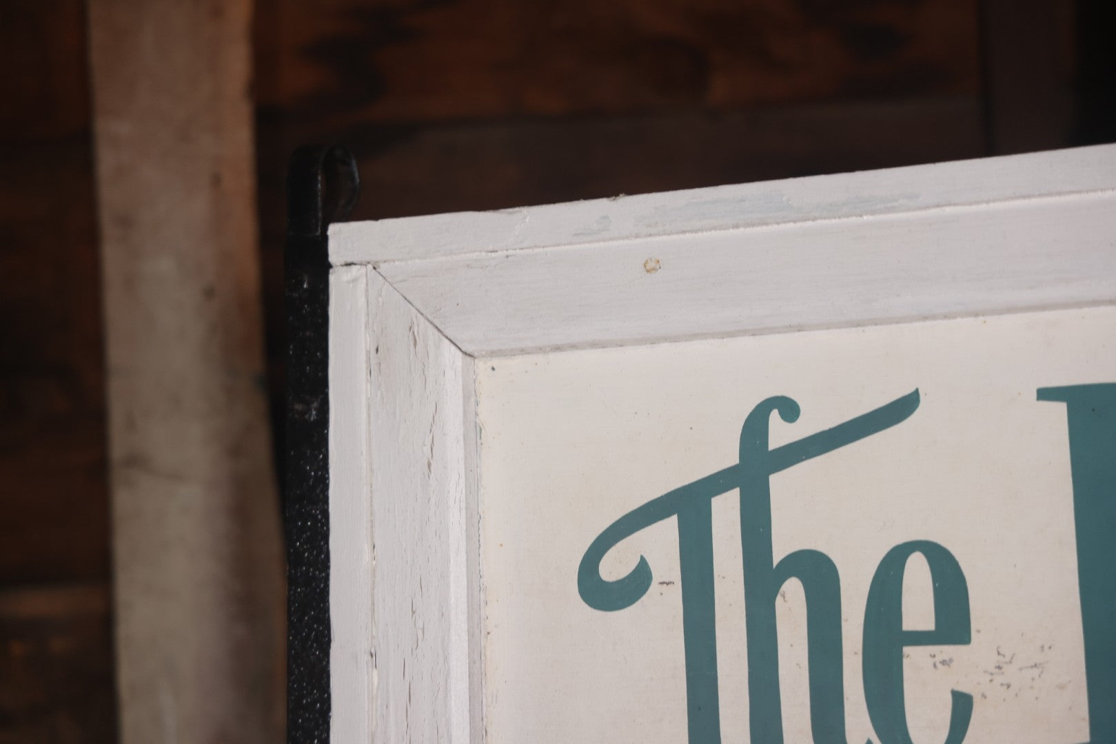 Vintage Hand Painted Sign For "The Bolton Pines Drive-In" Movie Theater, On Tin With Wood Frame, Cast Iron Hangers, Unknown Origin, Likely From New England, 52-1/2" x 27-3/4"